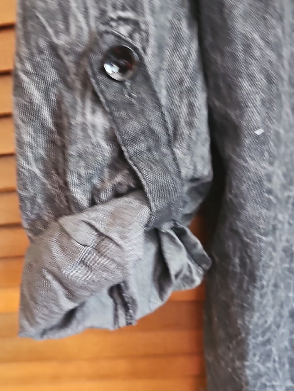 Thill Jeans Thou Shall Not Try Me Sarcastic Graphic Acid Wash Button-Up Top - Picture 9 of 15